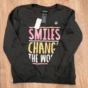 Girls Joe Boxer size Large 10/12 Brown smiles change the world sweatshirt